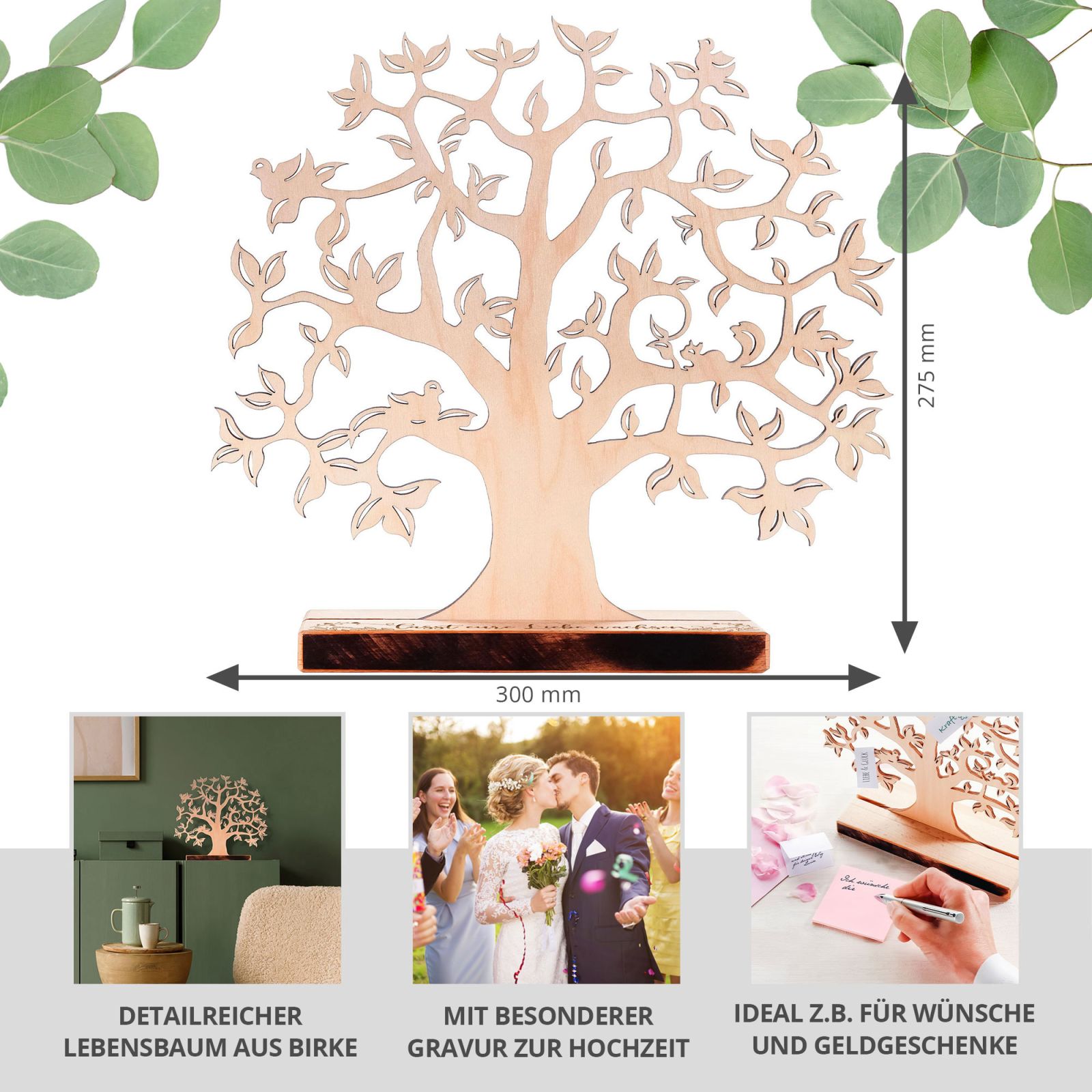 Großer Geldbaum mit Gravur zur Hochzeit Geldgeschenk