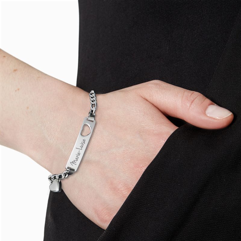 Armband mit Gravur Name Herz Silber personalisiert Gravur Armband