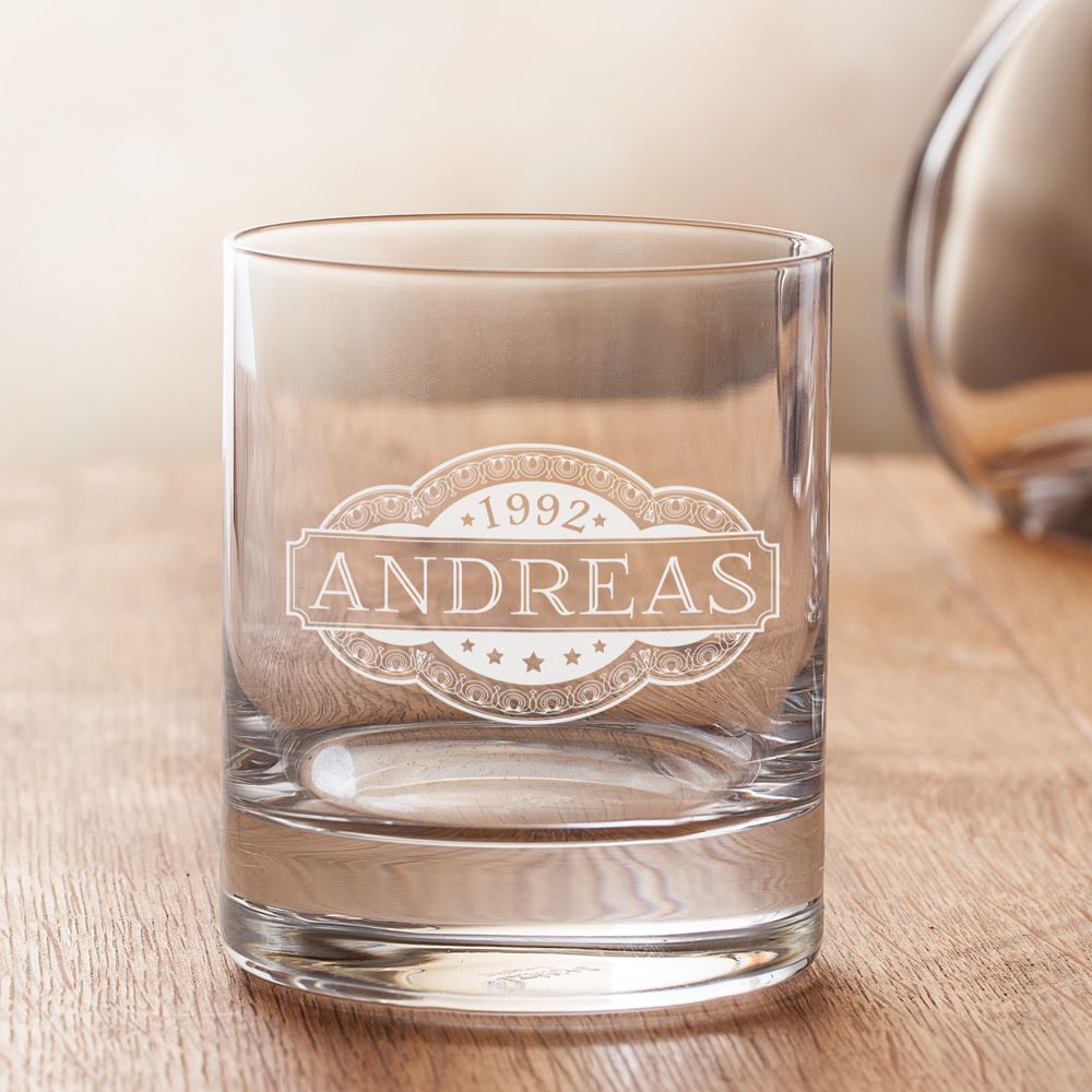 Personalisiertes Whiskyglas Mit Gravur – Individuell Mit Namen Oder Text, 20cl Fassungsvermögen