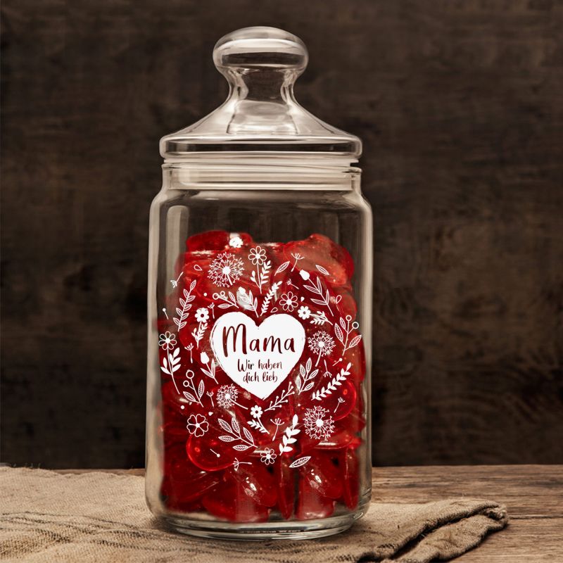 Herz aus Glas mit Gravur für Mama Personalisiert Glasherz gravieren