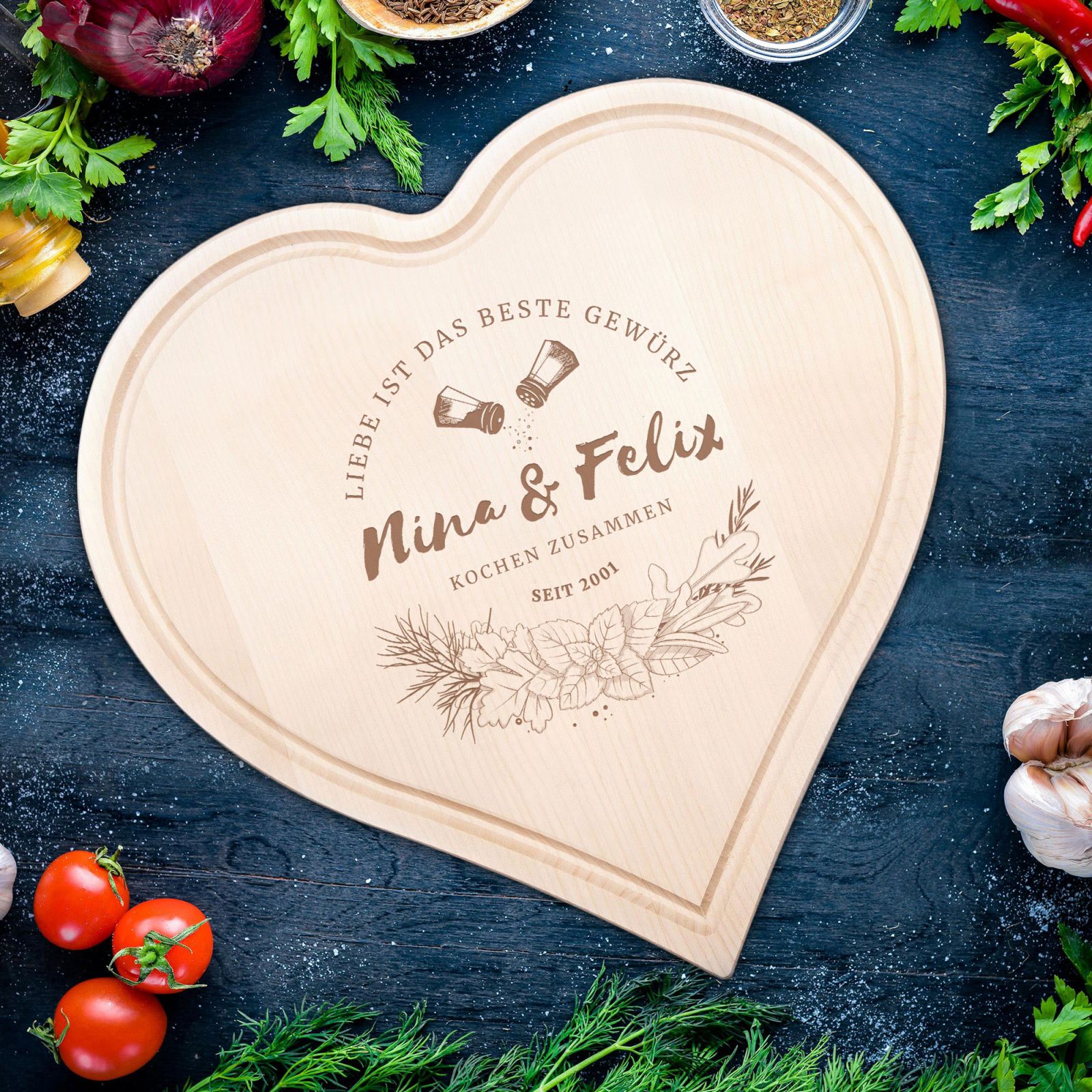 Puzzle Brett mit Gravur zur Hochzeit 2er Set Ewig dein Holzbrett