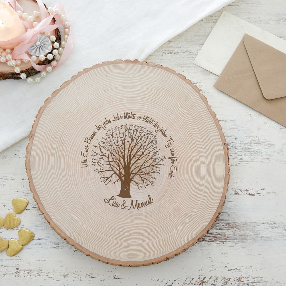 Baumscheibe mit Gravur Jahresringe personalisiert Baumscheibe kaufen