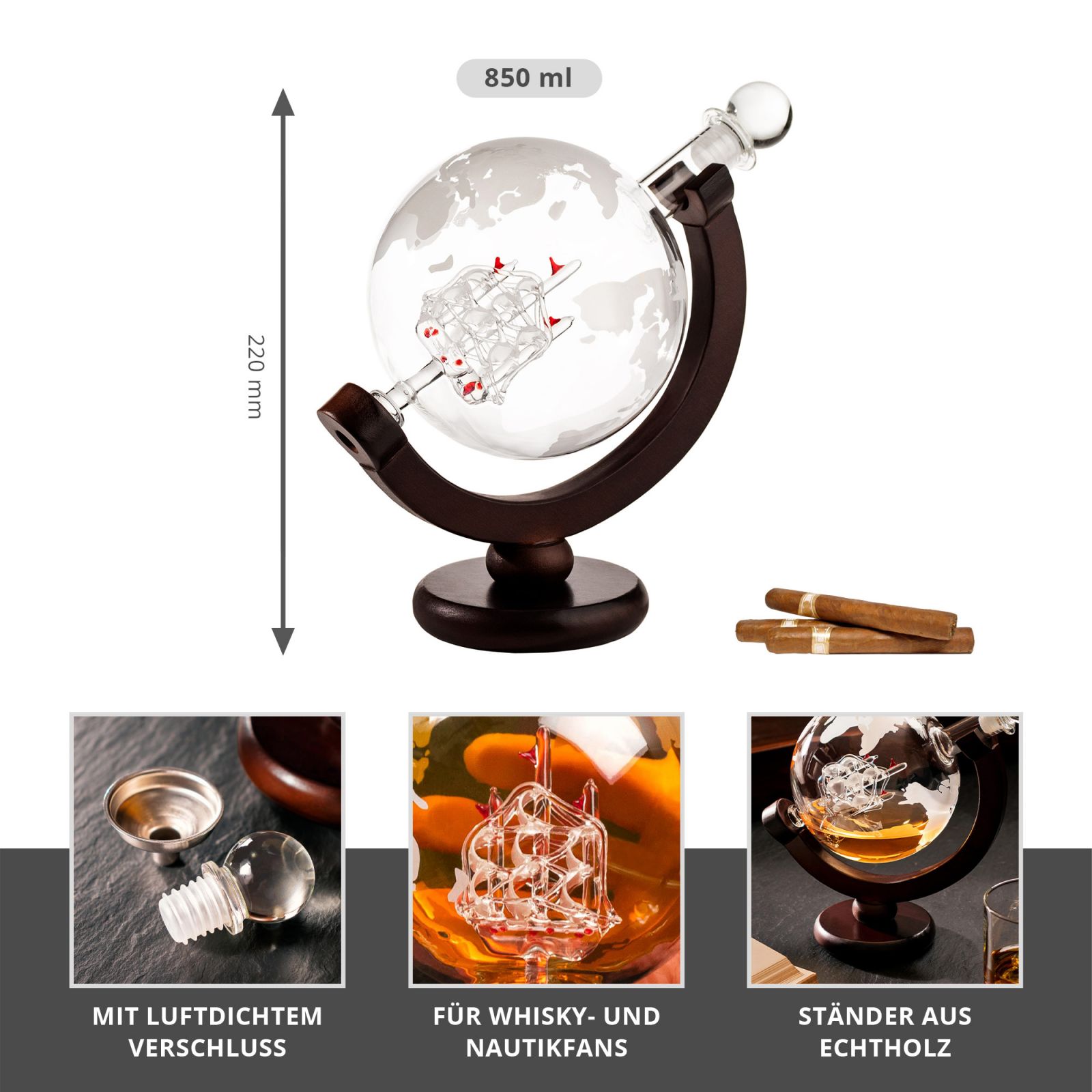 Whiskey Karaffe Set, V8-Motor Design Whiskyflasche, Produktbild-Vorschau 9