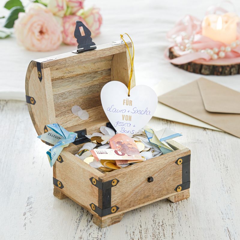 Geld Schatztruhe zur Hochzeit hell Geldgeschenke originell verpacken